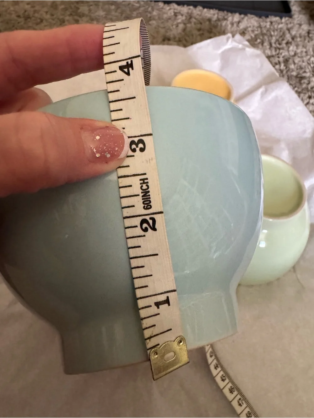 Set of 4 Pastel Ceramic Footed Bowls - Pink Blue Green Yellow 5.5